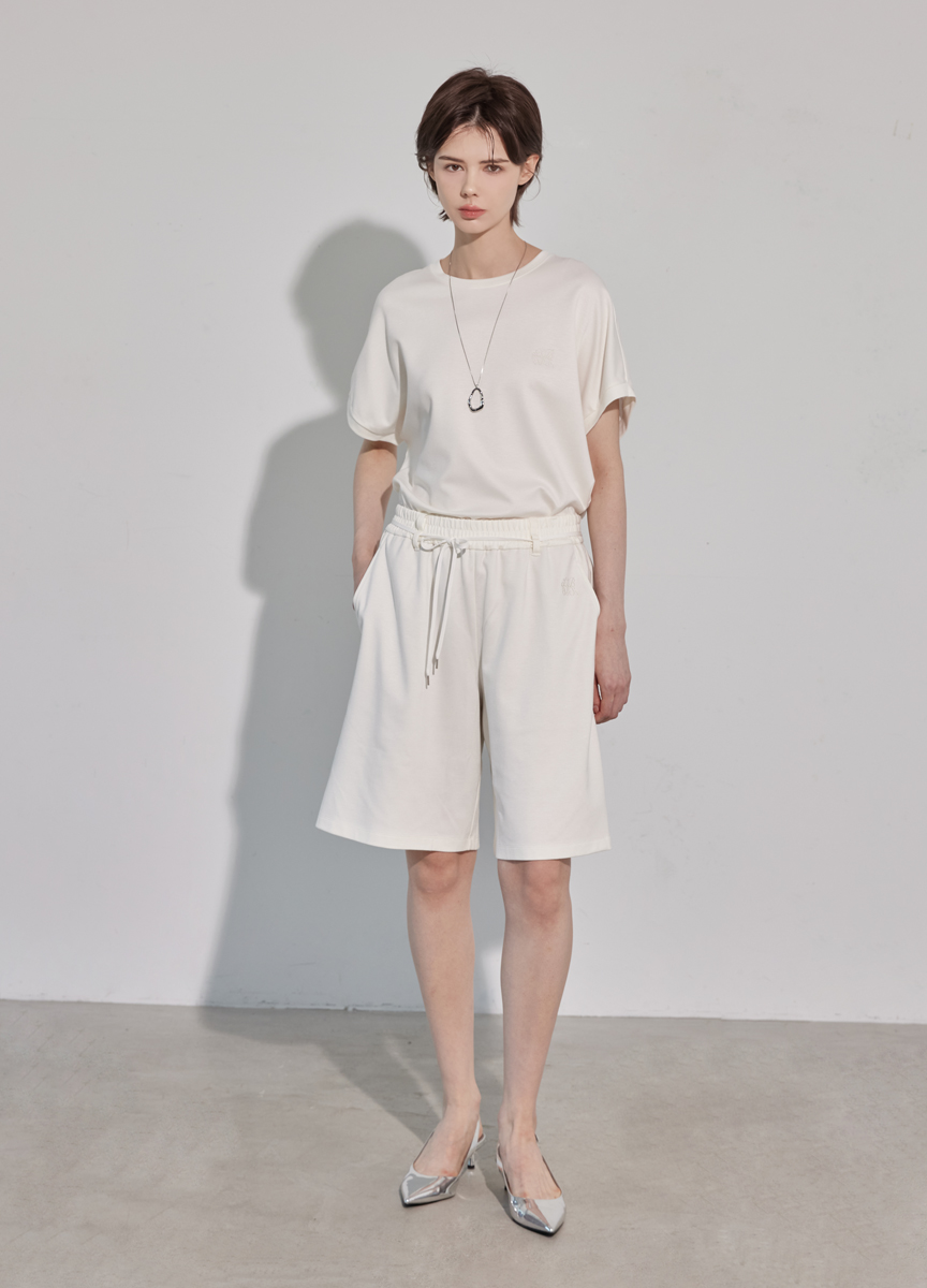 柔挺刺繡短袖棉衫